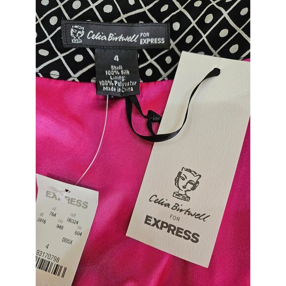 Celia Birdwell Vintage 2 Piece Skirt set Pink Black White Wrap Top Ruffled Sz SM - Picture 8 of 14